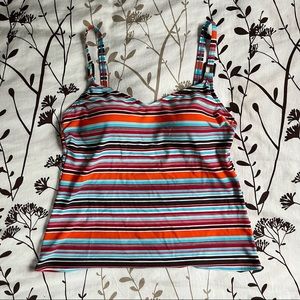 Retro Striped Cropped Tankini Cropped Tank Top Modest Swim Top